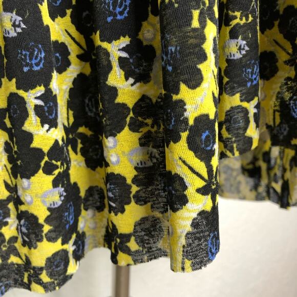 Free People Isabelle black blue yellow floral sheer v neck tunic top size Small - Picture 8 of 16